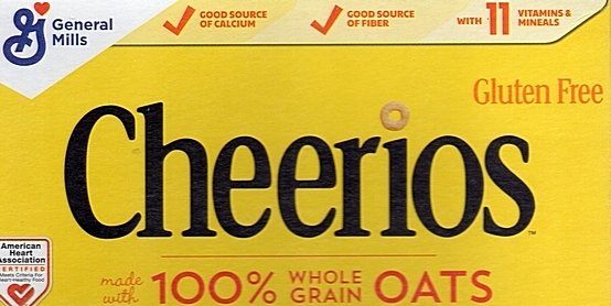 screen snap of cheerios box with typo. box reads mineals instead of minerals.