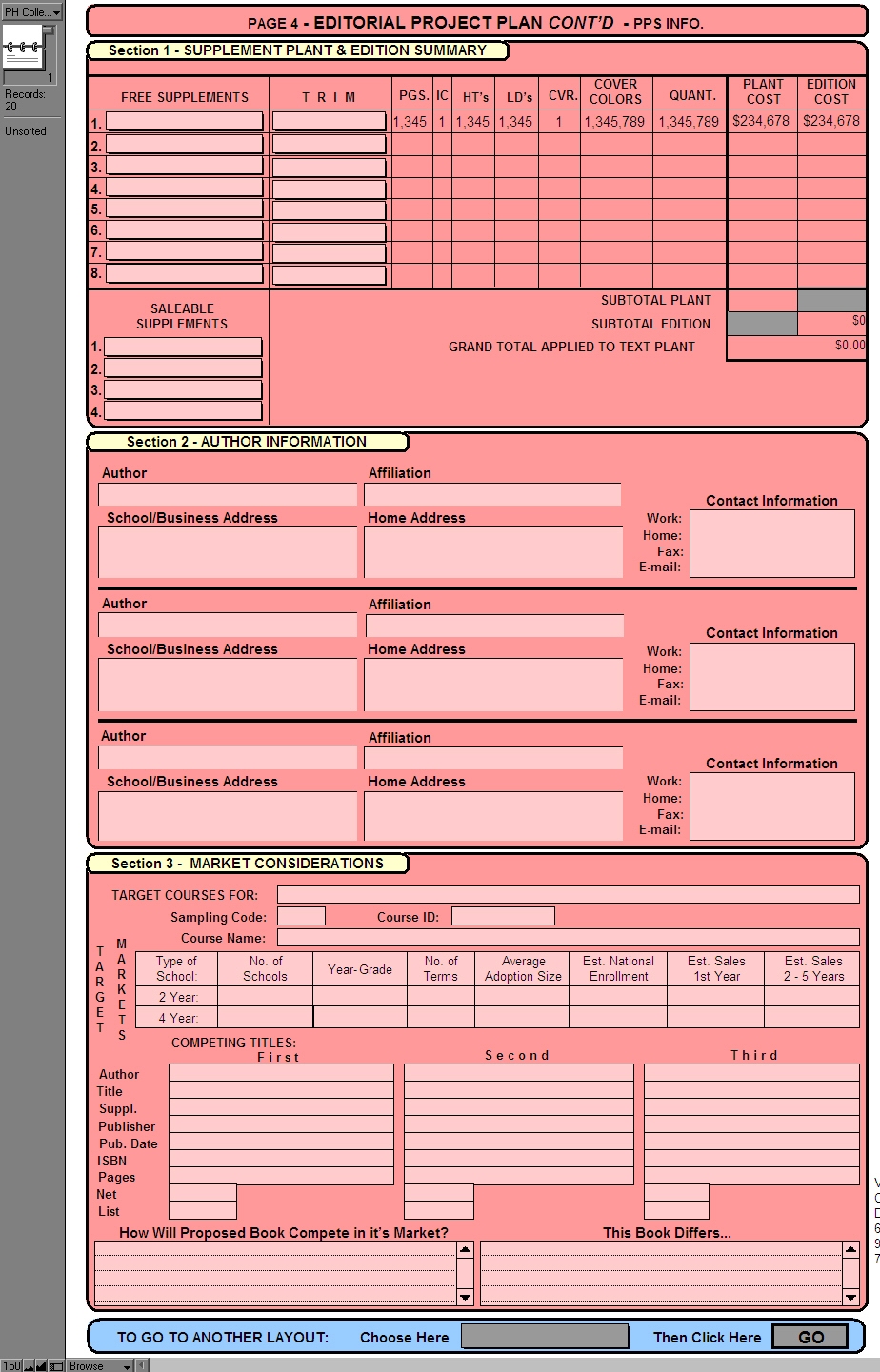 Screen capture of page four of the Simon & Schuster pink sheet.