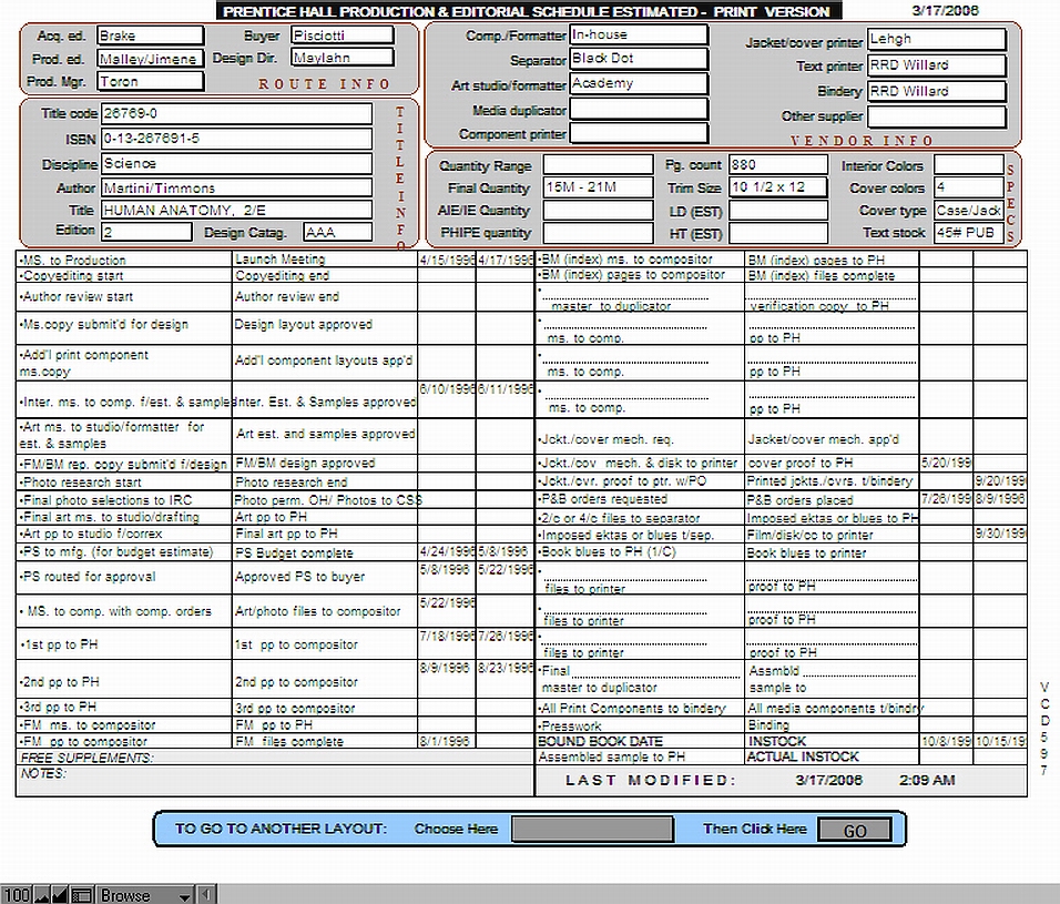 Screen capture of the Simon & Schuster production and editorial interface.